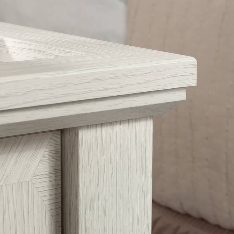 Wood Nightstand with Chic Storage, White