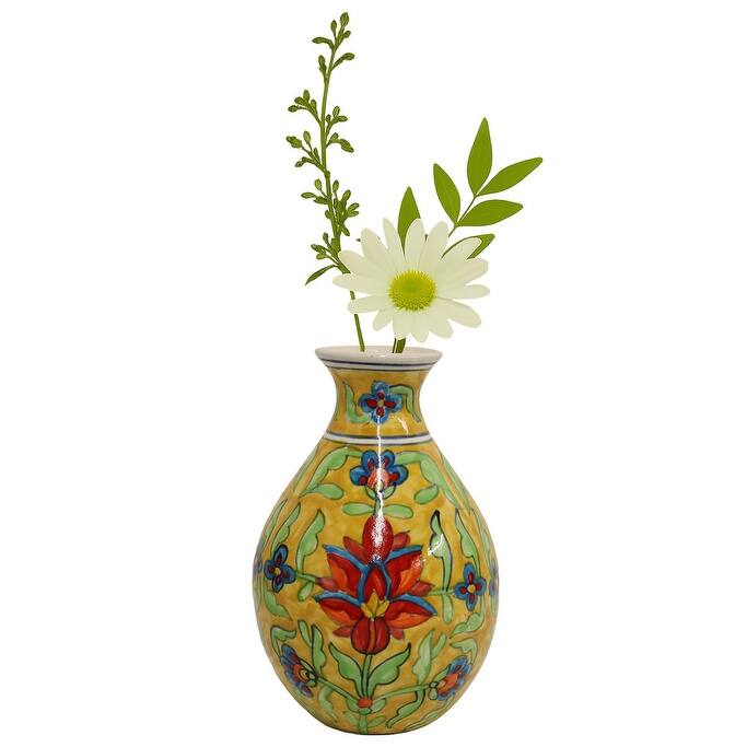 Home&Manor Ceramic Bottle Vase Multicolor