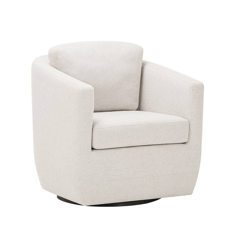 Velvet Barrel Swivel Chair - Round Bouclé Accent with Brass Base, Ready-to-Use for Living Rooms & Reading Corners