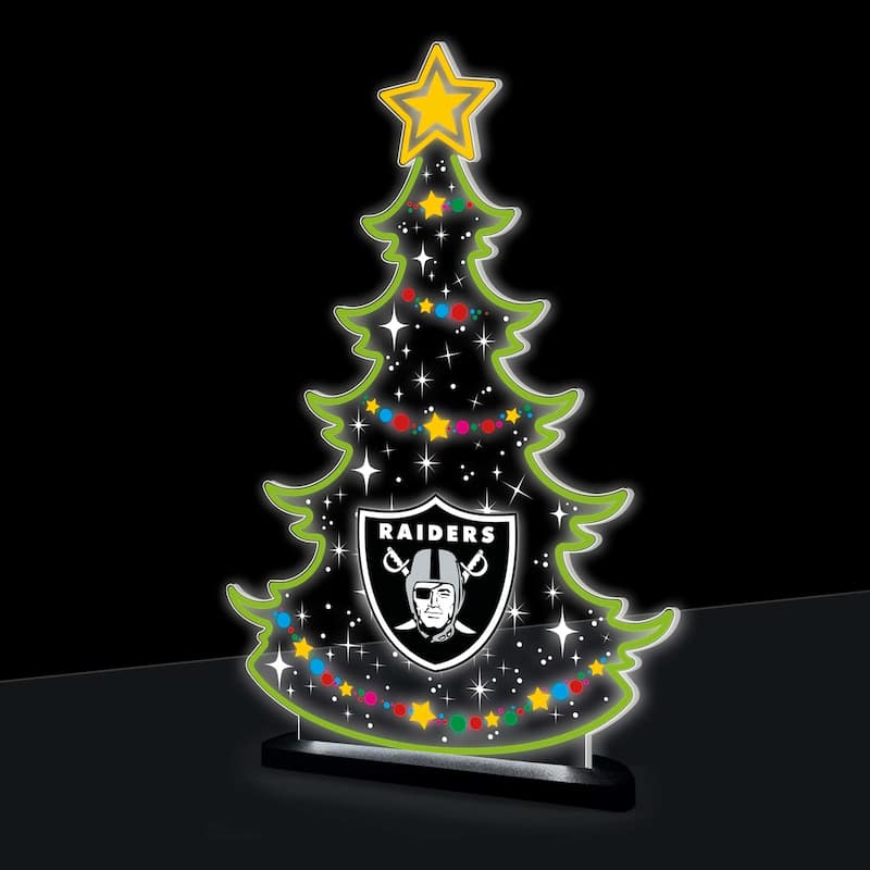 10" LED Tabletop Christmas Tree Desklite Sign, Las Vegas Raiders