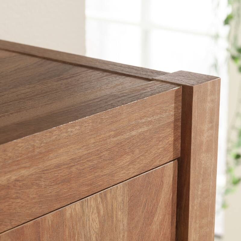 Wood Hutch with Hidden Storage, Brown - 59.96" W x 14.09" D x 42.21" H