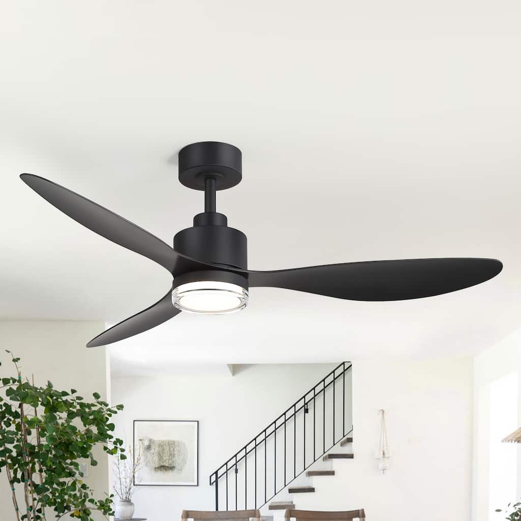 52" Black/Gold LED Ceiling Fan with Light and Remote(3-Blade)