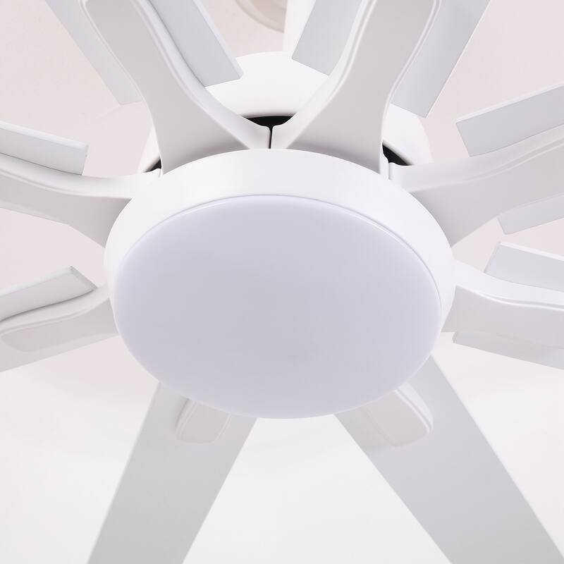 65" Integrated LED White Dimmable Ceiling Fan with Light and Remote - 65" D x 65" W x 13.4" H