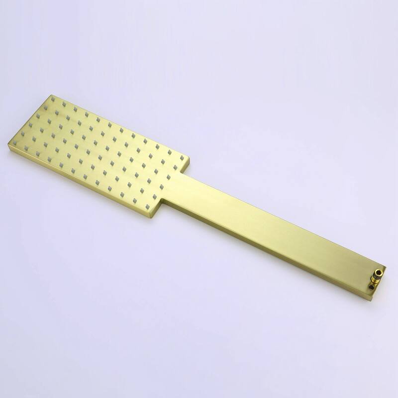 9.84" x 4.33" Rectangle Rainfall Thermostatic Wall Mount Brushed Gold Showerheads Shower Set - 9.84 " x 4.33 "