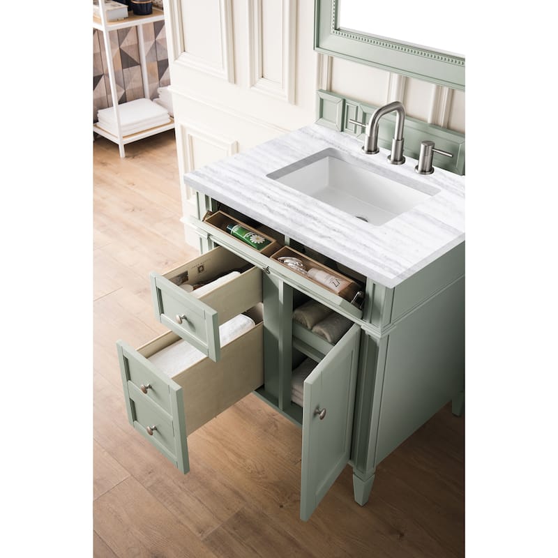 James Martin Vanities Brittany 30" Single Vanity, Sage Green - Arctic Fall Solid Surface