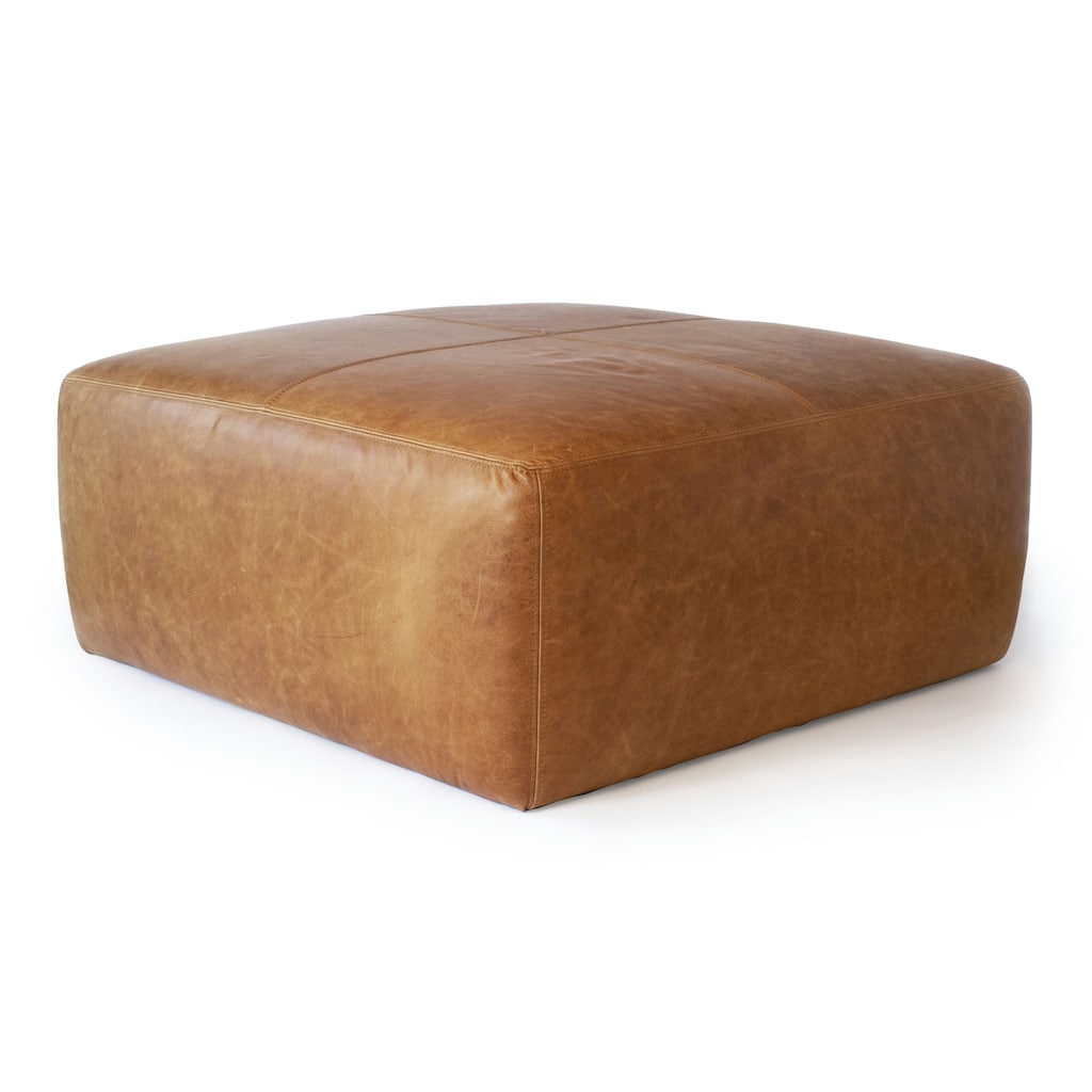 Poly & Bark Sequoia Ottoman - Full Grain Genuine Italian Leather