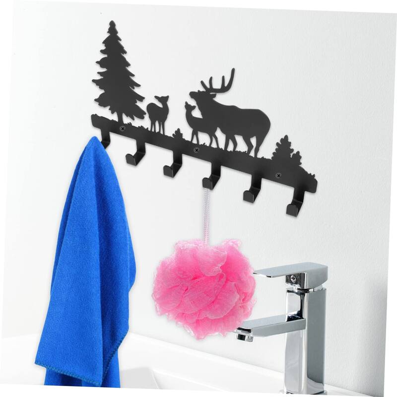Wall-Mounted Metal Coat Hooks Moon Cloud Deer Decorative Rack - 15.7" x 9.1"