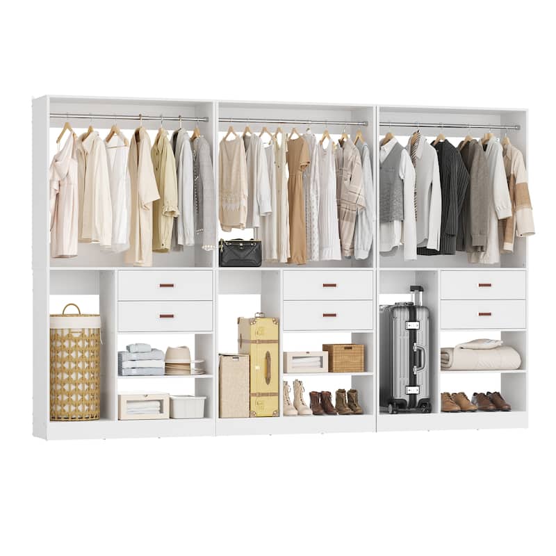 40'' Large Closet System with Shelves and 2 Drawers, Freestanding Closet Organizer with Hanging Rods