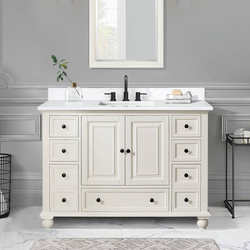 Thompson 48 in. Single Sink Bathroom Vanity with Engineered Stone Top - 49"W x 22"D x 35"H