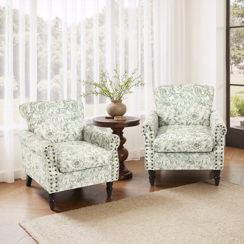 Mid-Century Modern Accent Chairs with Nailhead Trim