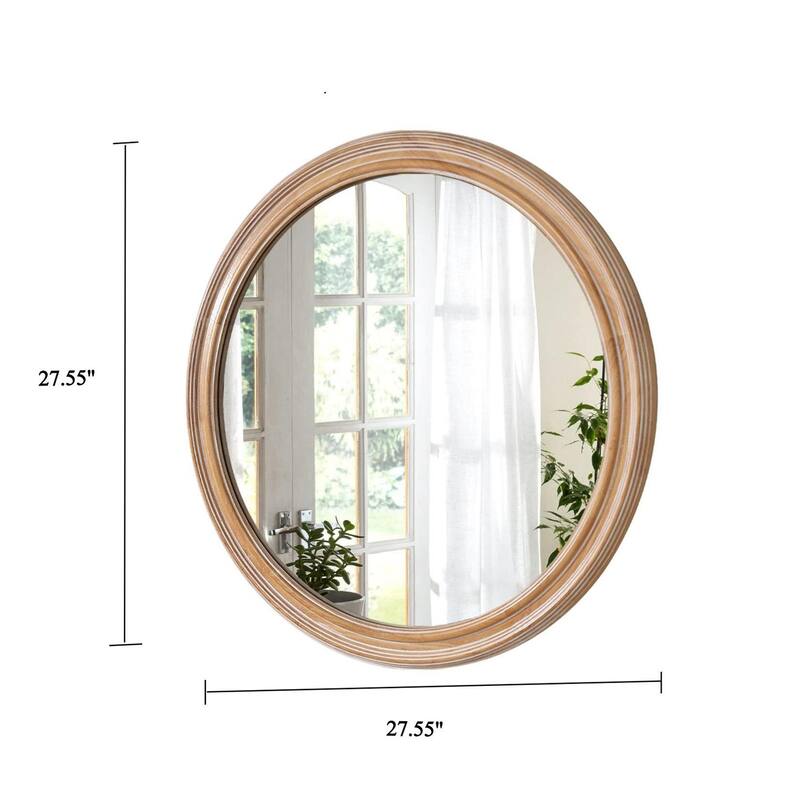27.5" Round Wooden Farmhouse Circle Wall Mirrors