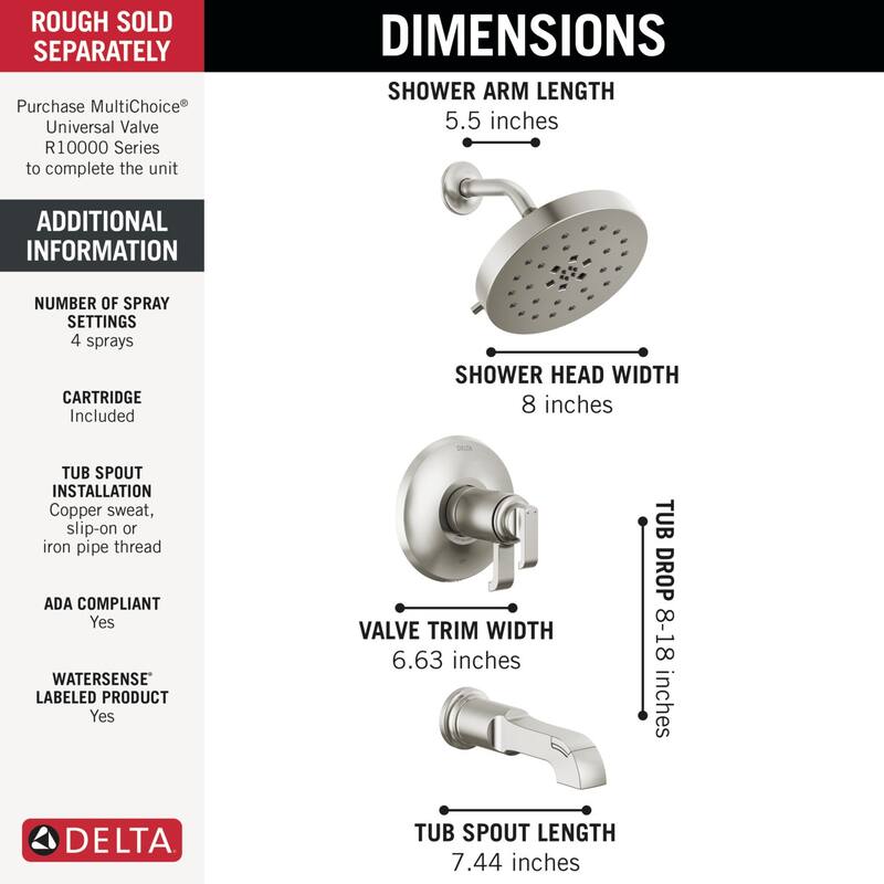 Delta T17T489 Tetra Tempassure 17T Series Thermostatic Tub and Shower