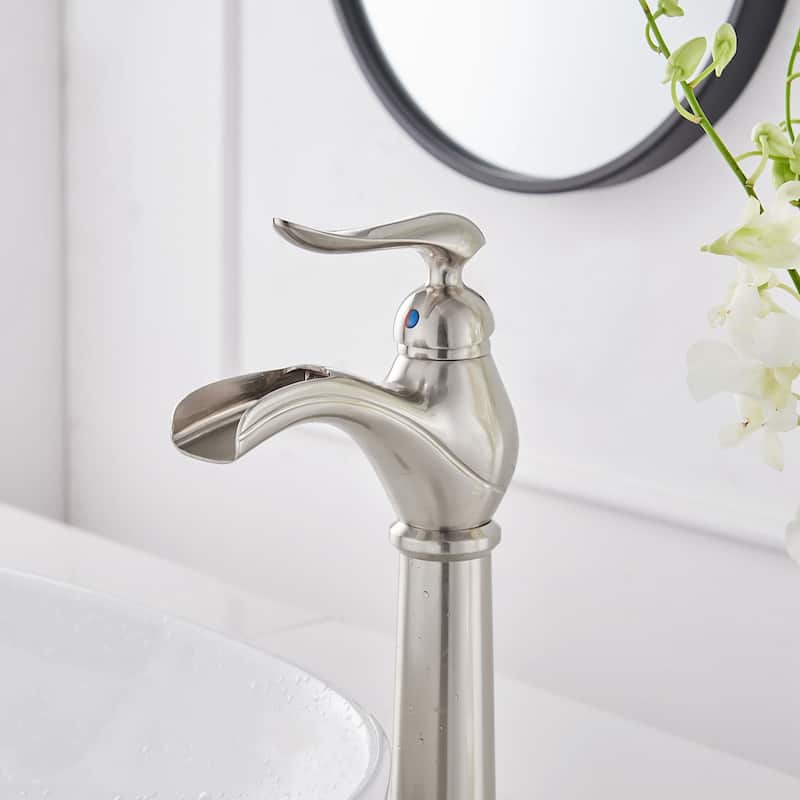 Brushed Nickel Vessel Sink Faucet Bathroom Faucet Drain with Assembly