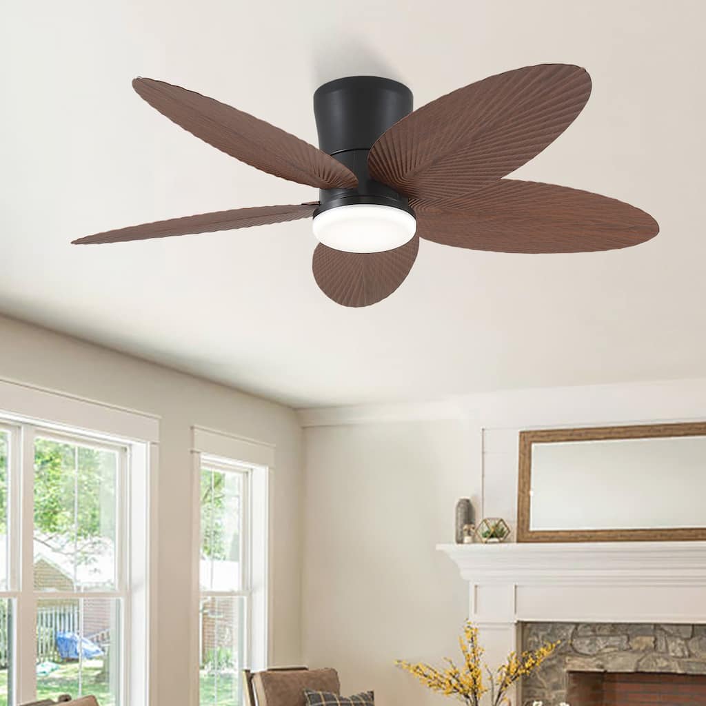 42" Tropical Ceiling Fan with Light and Remote ,3 Color Temperature Dimmable LED Integrated,6 Speed Wind for Indoor and Outdoor