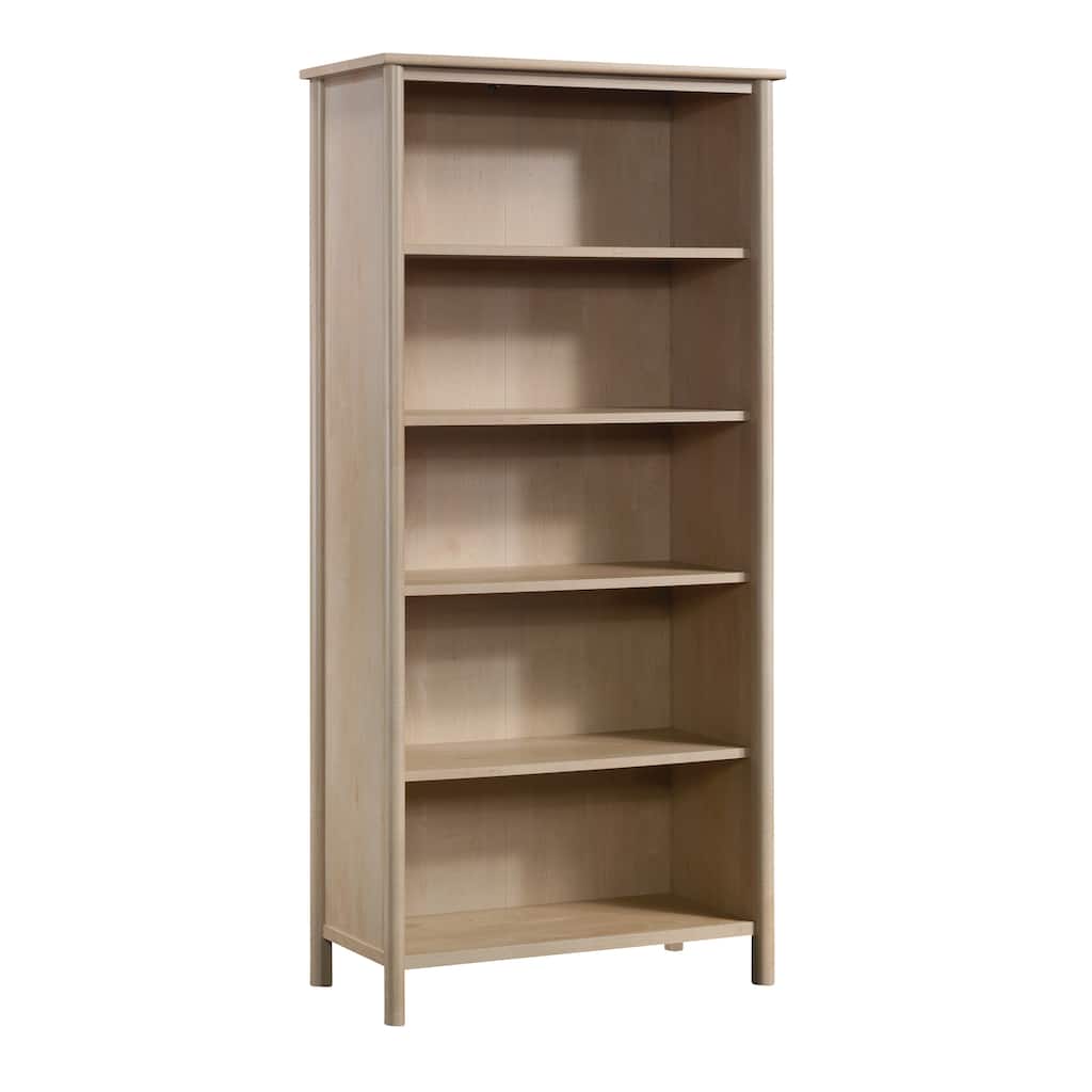 Wood 5-Shelf Bookshelf with Concealed Storage, Brown - 31.50" W x 15.51" D x 66.14" H