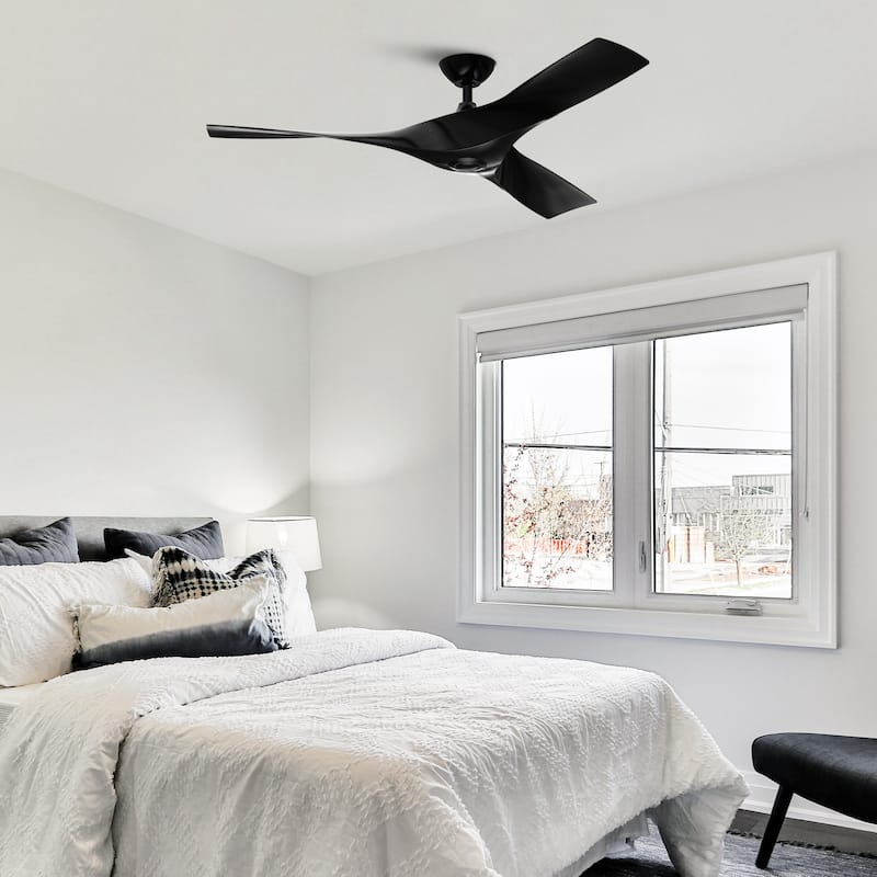 52" Black/ Brown Modern Downrod Ceiling Fan with Remote Control