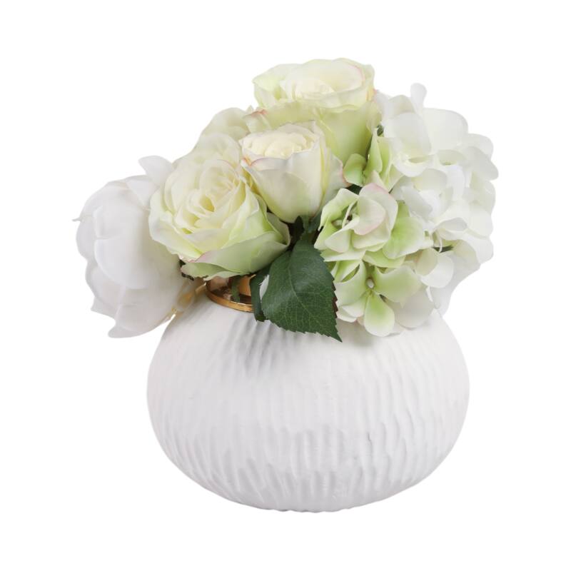 Pottery Metal Vase Earthenware Handcrafted Tapered Textured Surface