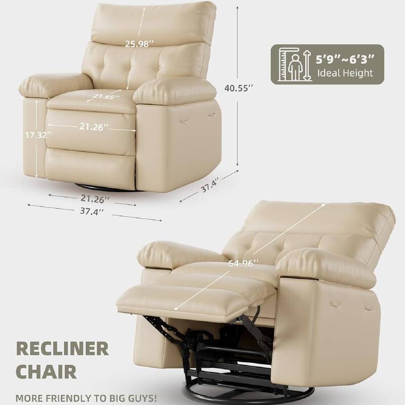 Oversized Manual Rocking Recliner Sofa Chair for Living Room Bedroom Relaxation