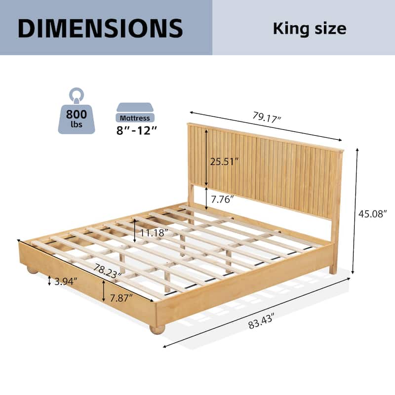 Christopher Knight Home - Anna Natural Wood Bed Frame With Reeded Headboard