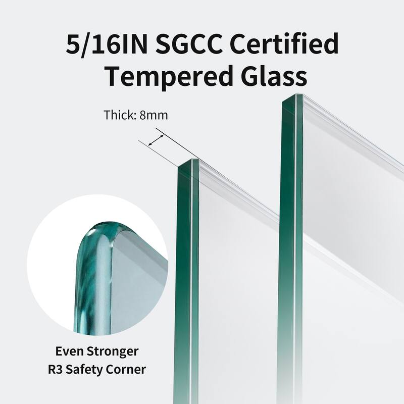 56-60" W x 60" H Frameless Single Sliding Shower Door, 8mm Tempered Glass Soft-Close Bathroom Enclosure - 60x60"