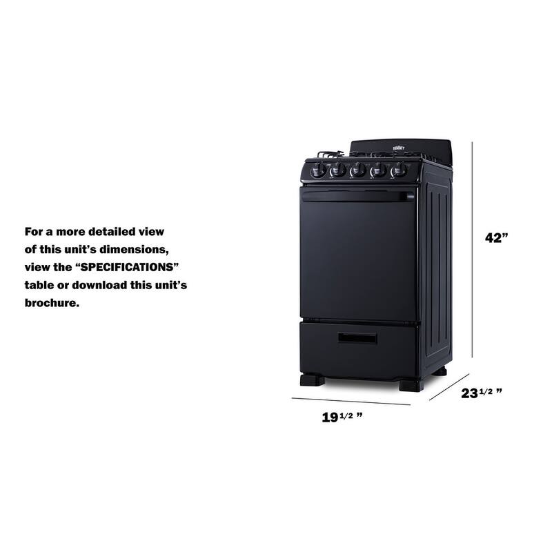 Summit RG201 20" Wide 4 Burner Natural Gas Rangetop with Broiler