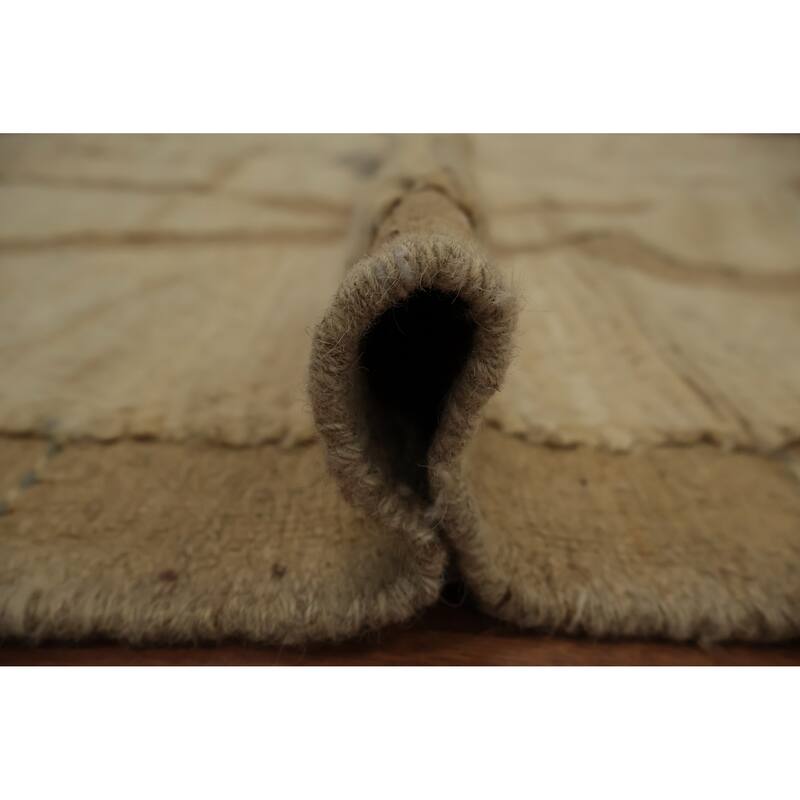 Hand Knotted Oriental 100% Wool Carpet Modern Geometric Beige & Ivories Moroccan Area Rug - 13' 10'' X 10' 2''