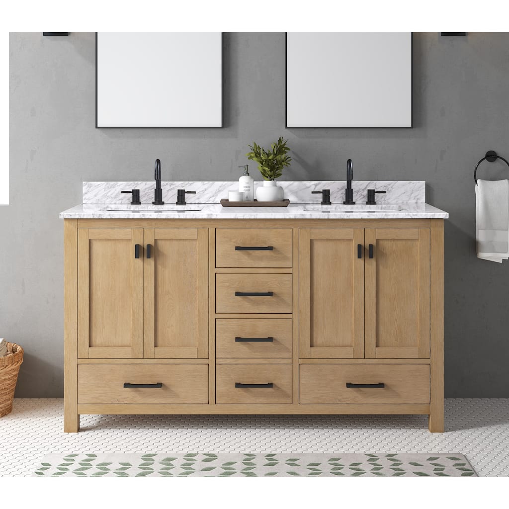 Avanity Modero 60 in. Double Sink Bathroom Vanity with Carrara Marble Top - 61"W x 22"D x 35"H