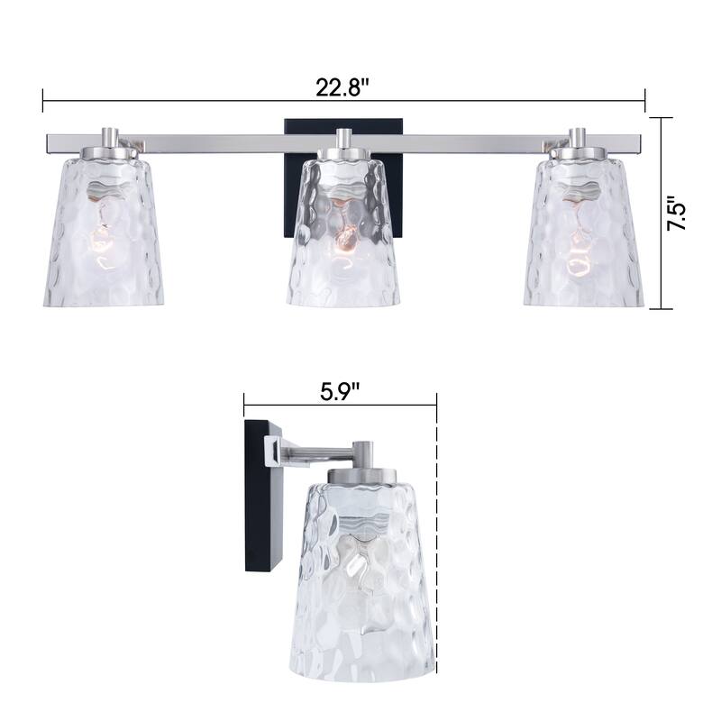 Modern Radiance 3-Light Nickel Vanity Light - 22.8"L x 5.9"W x 7.5"H