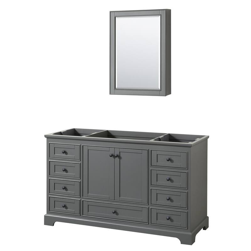Wyndham Collection Deborah 59-1/4" Free Standing Single Wood Vanity - Dark Gray / Matte Black Hardware