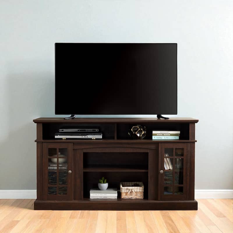 58.25" TV Stand for TVs Up to 65 Inches, Modern Entertainment Console with Open and Closed Storage and Cable Management - Espresso