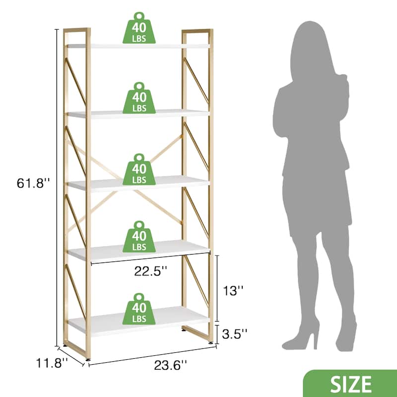 Futzca 5 Tier Storage Bookshelf