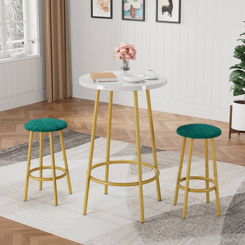 3-Piece Bar Table Set with 2 Bar Stools - Modern Pub Table