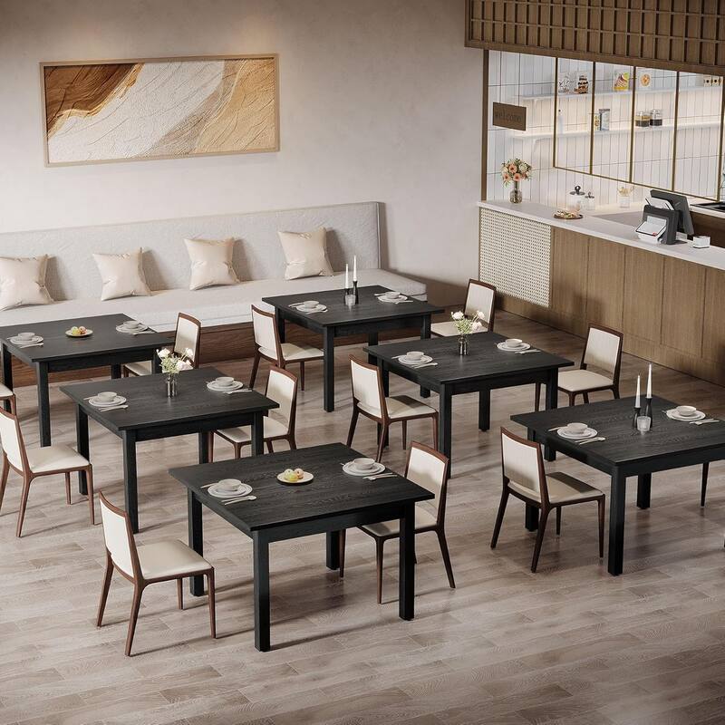 Square Wood Dining Table, Farmhouse Kitchen Table for Living/Dining Room