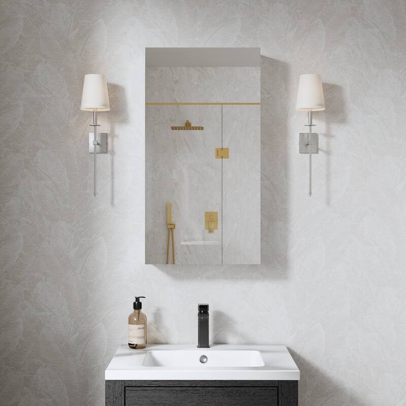 Recessed or Surface Wall Mount Bathroom Medicine Cabinet With Adjustable Glass Shelves