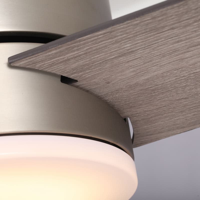 48" Modern Low Profile 3-Blade Flush Mount LED Ceiling Fan with Light and Remote - 48 in