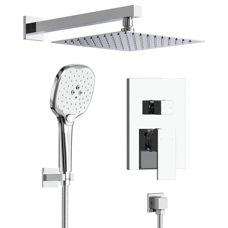 GRANDJOY 10" Dual Rain and Handheld Shower System with 3‑Mode Spray and Pressure‑Balanced Valve