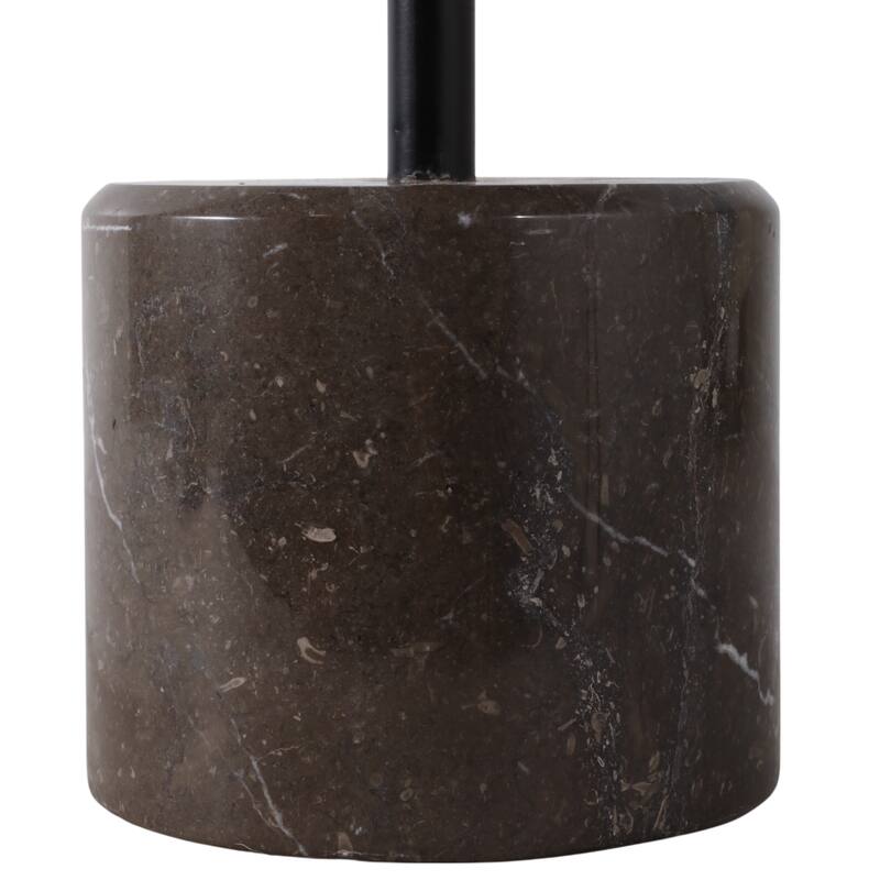 Marble Stone Modern End Table with Iron Base - Black, 21 in. - 15" x 15" x 20.75"