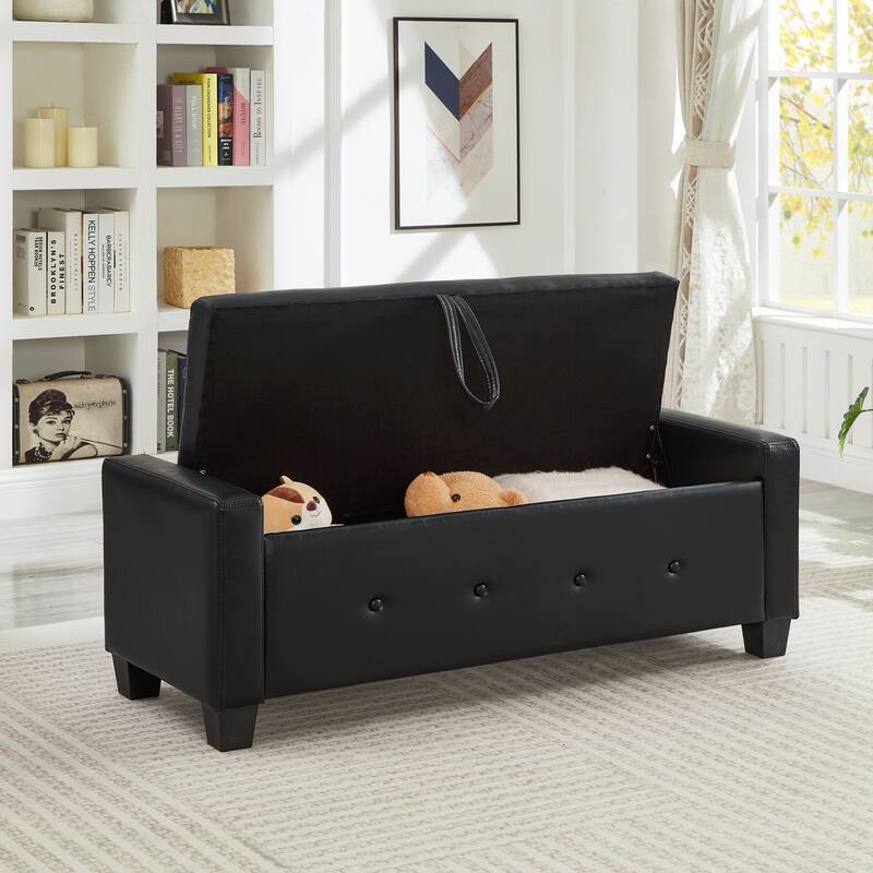 Bench with Storage, Bench for Bedroom,Living Room,Hallway - Black