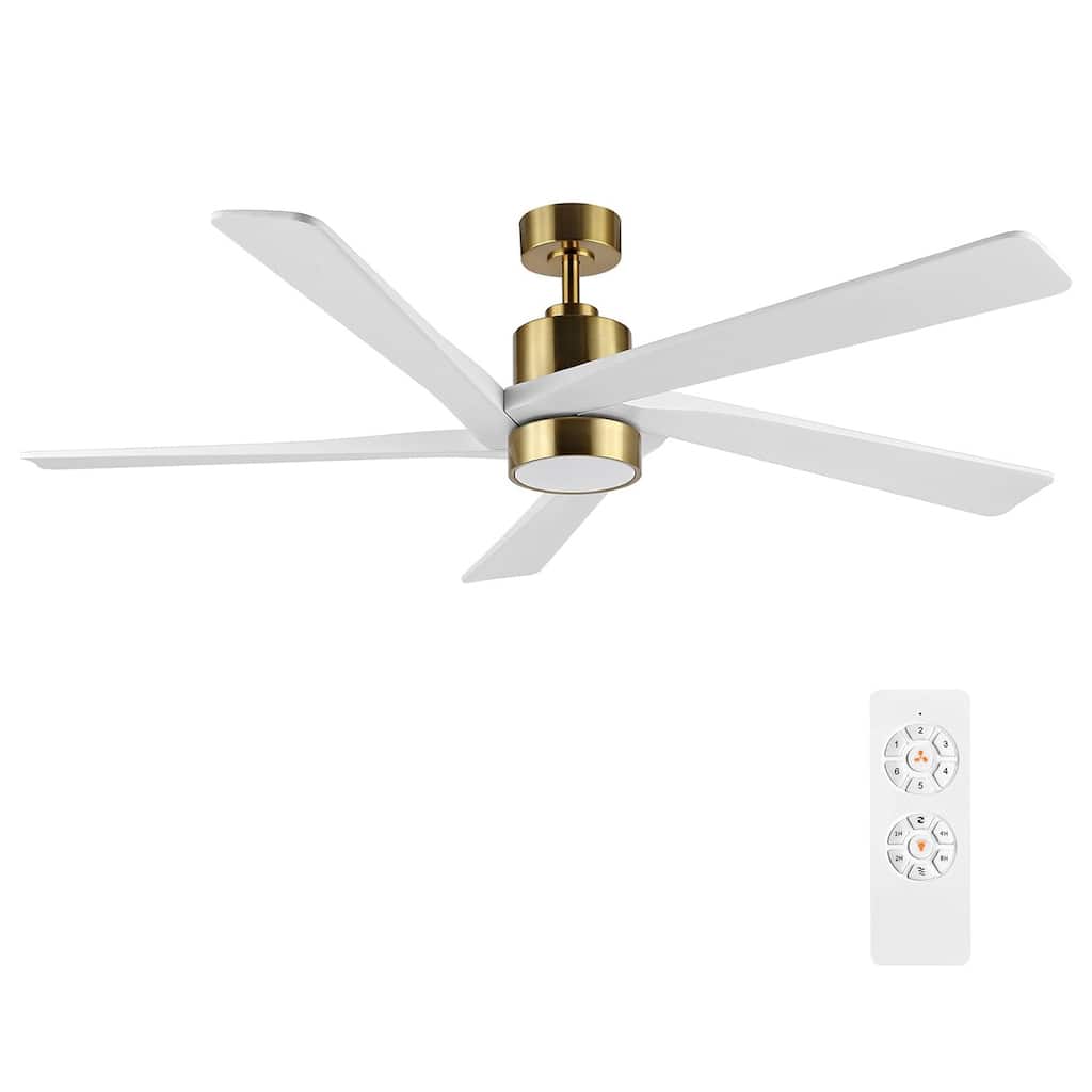 54" Gold Aero Blade Ceiling Fan with LED Light and Remote - 54"D x 54"W x 21"H