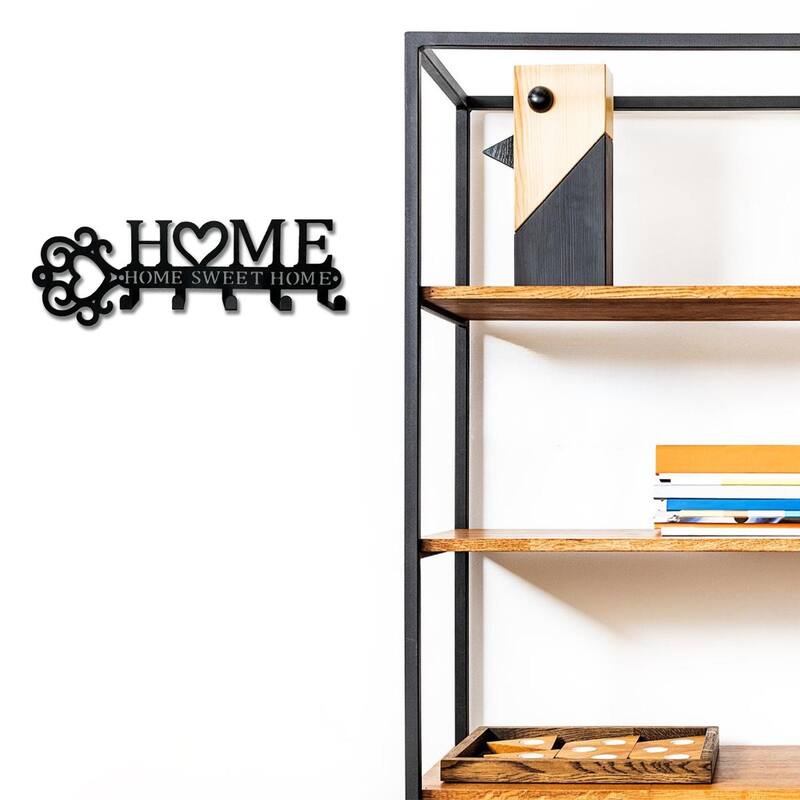 Wall-Mounted Key Holder with 5 Hooks, Entryway Coat & Towel Rack - 10.9" x 3"