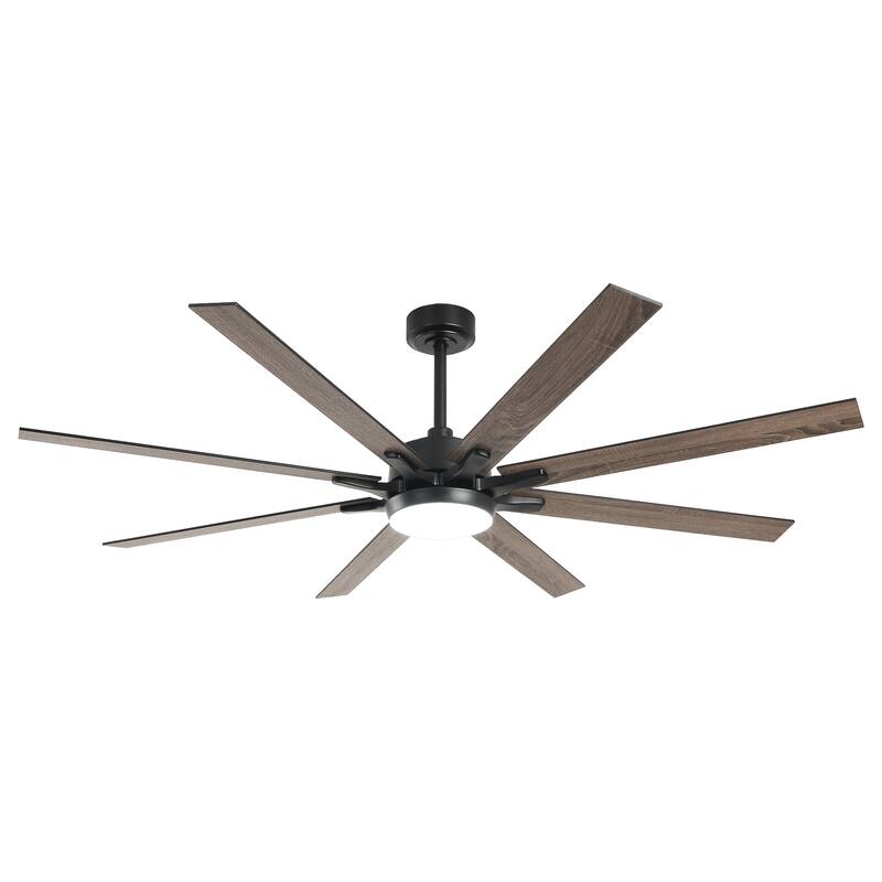 65" Integrated LED White Dimmable Ceiling Fan with Light and Remote - 65" D x 65" W x 13.4" H