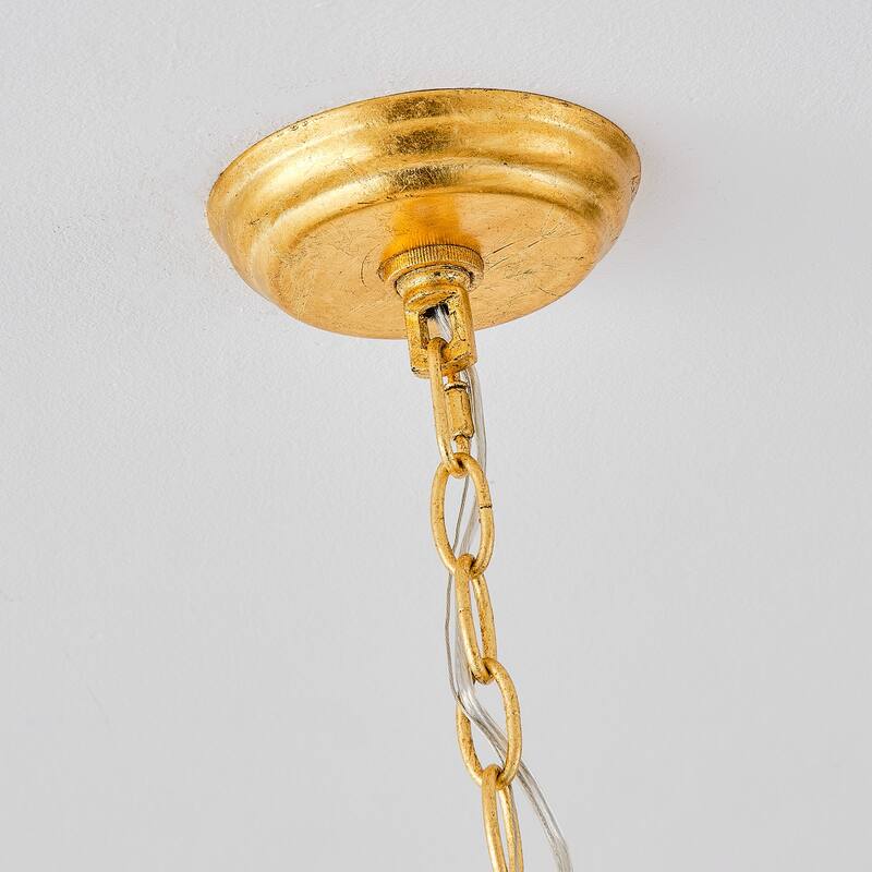 Modern Farmhouse Gold Natural Jute Large Candle Chandelier - 27.6 in. D x 27.6 in. W x 23.6 in. H