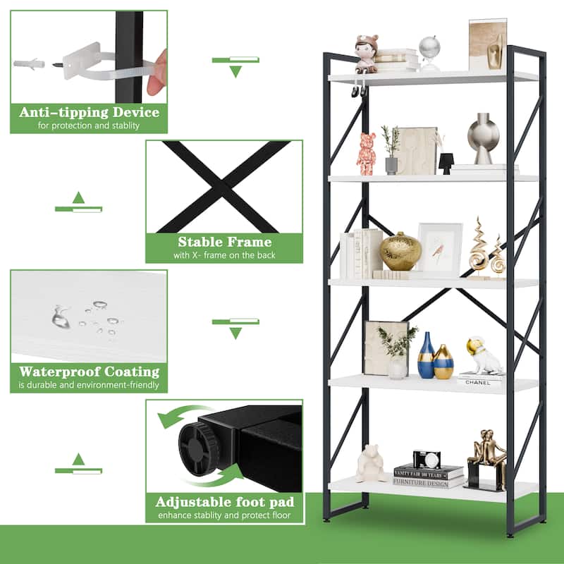 Futzca 5 Tier Storage Bookshelf