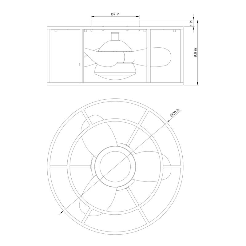 20-inch Matte Black 3-Blade Caged LED Ceiling Fan Fandelier with Light Kit and Remote, Reversible motor