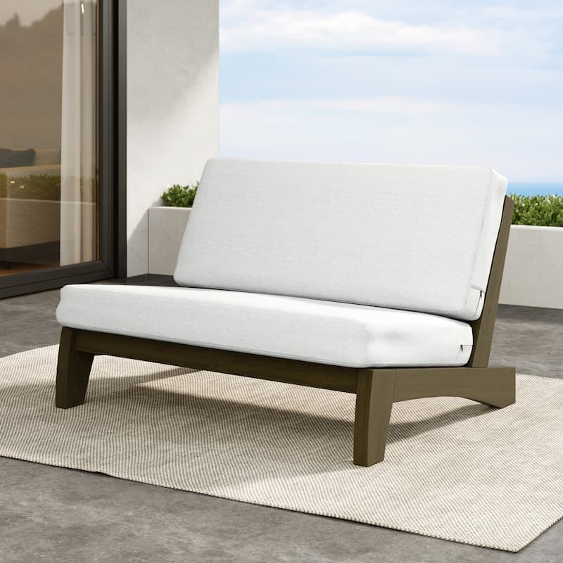 Outdoor Furniture Teak Wood Armless Loveseat Sofa With Cushion