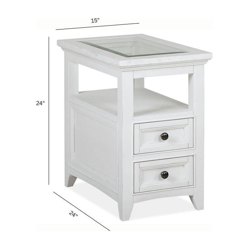 Magnussen Home Heron Cove Chalk White Chairside End Table - 15''W x 24''D x 24''H