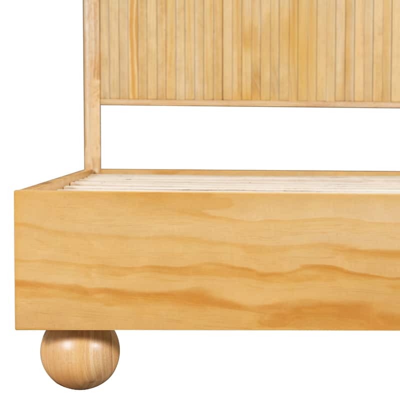 Christopher Knight Home - Anna Natural Wood Bed Frame With Reeded Headboard