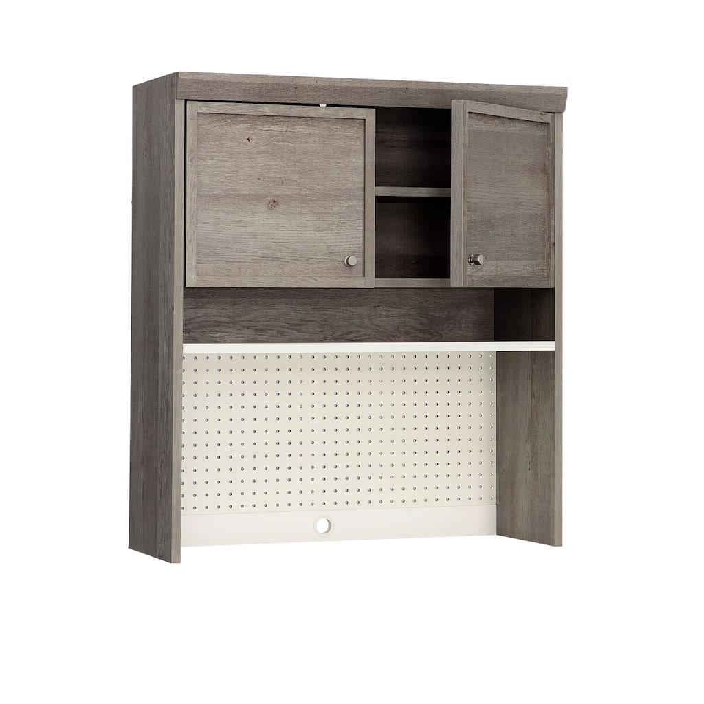 Wood Hutch with Craft Storage, Brown - 31.81" W x 12.28" D x 36.02" H
