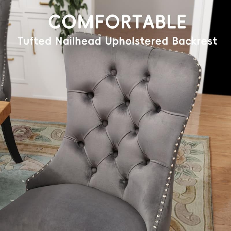 Solid Wood Velvet Upholstered Dining Chair Set of 6