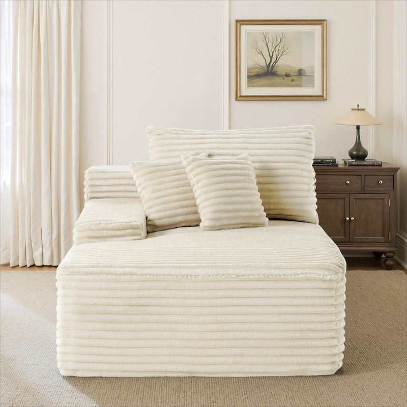 Upholstered Cloud Sectional Couch No Assembly Required L-Shape Chaise with Pillow - White-LeftFacing - Left Facing